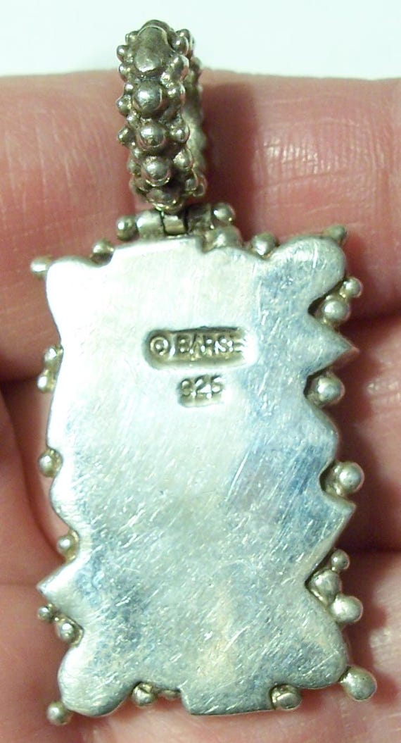Vintage BARSE Sterling Silver Rectangular Pendant… - image 8
