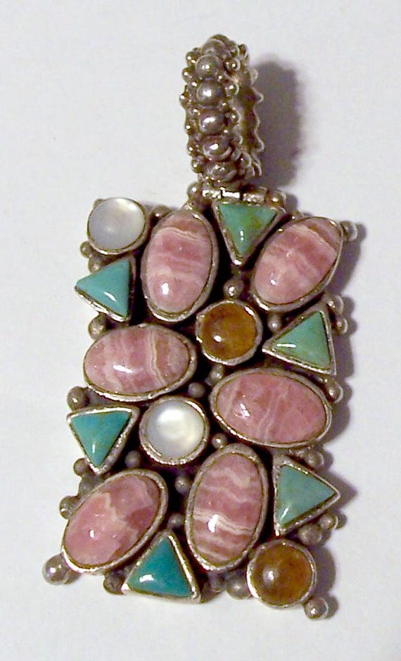 Vintage BARSE Sterling Silver Rectangular Pendant… - image 5