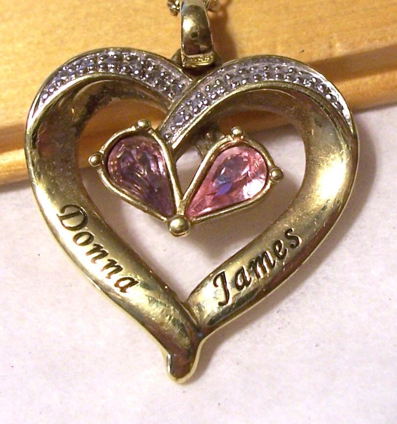 Danbury Mint 14K Gold Plated Heart Birthstone and Moissanite