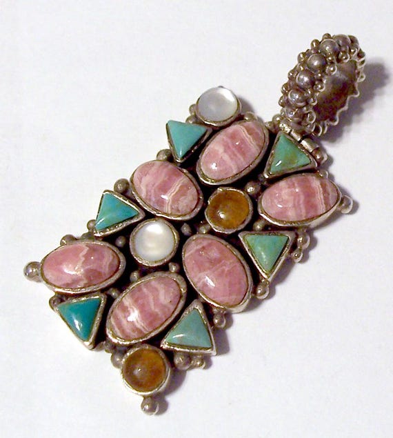 Vintage BARSE Sterling Silver Rectangular Pendant… - image 2