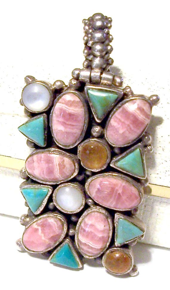 Vintage BARSE Sterling Silver Rectangular Pendant… - image 6