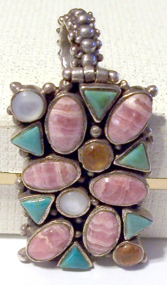 Vintage BARSE Sterling Silver Rectangular Pendant… - image 4