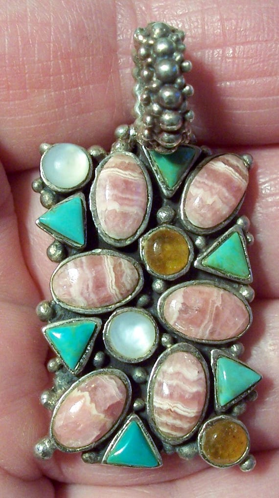 Vintage BARSE Sterling Silver Rectangular Pendant… - image 3