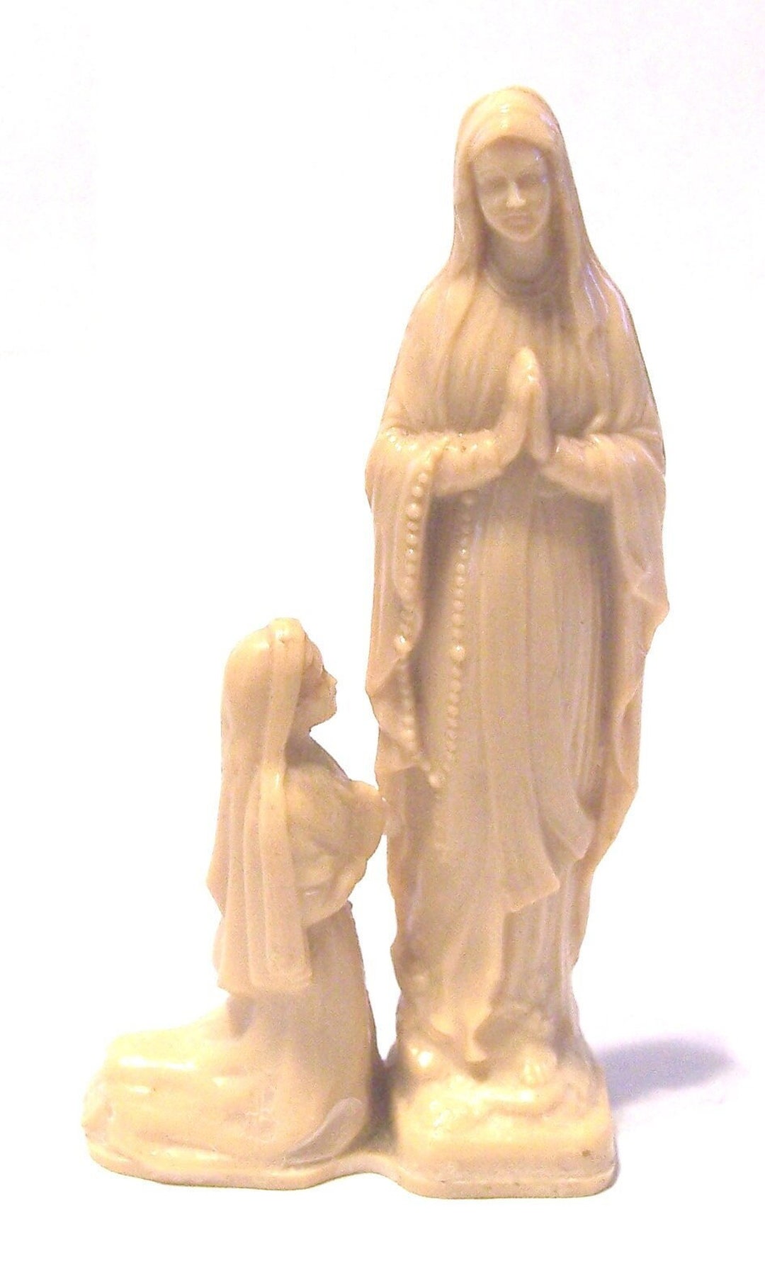 Vintage Religious Figurine and Kneeling Figure Cream Colored Etsy