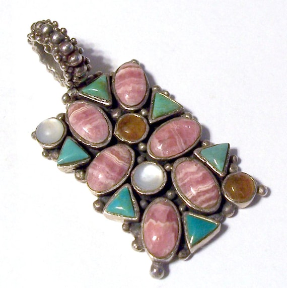 Vintage BARSE Sterling Silver Rectangular Pendant… - image 1