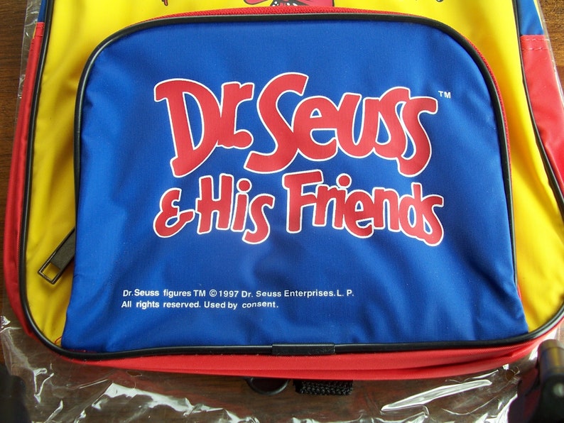 Seuss /& His Friends Child/'s Backpack ~ Featuring The Cat in the Hat and Classic Dr Dr Seuss Characters ~ 1997 ~ New in Bag