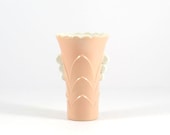 Vintage Fire King Chevron Peach Table Vase, Art Deco Decor