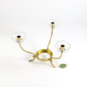 Mid-Century Modern Scandinavian Brass and Glass Tulip Candelabra, Gunnar Ander for Ystad Metall, Vintage Metal Candle Holders from Sweden