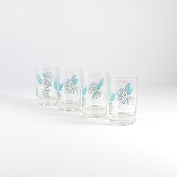 Mid-Century Blue Spruce Juice Glasses, Marcrest Drinking Glasses