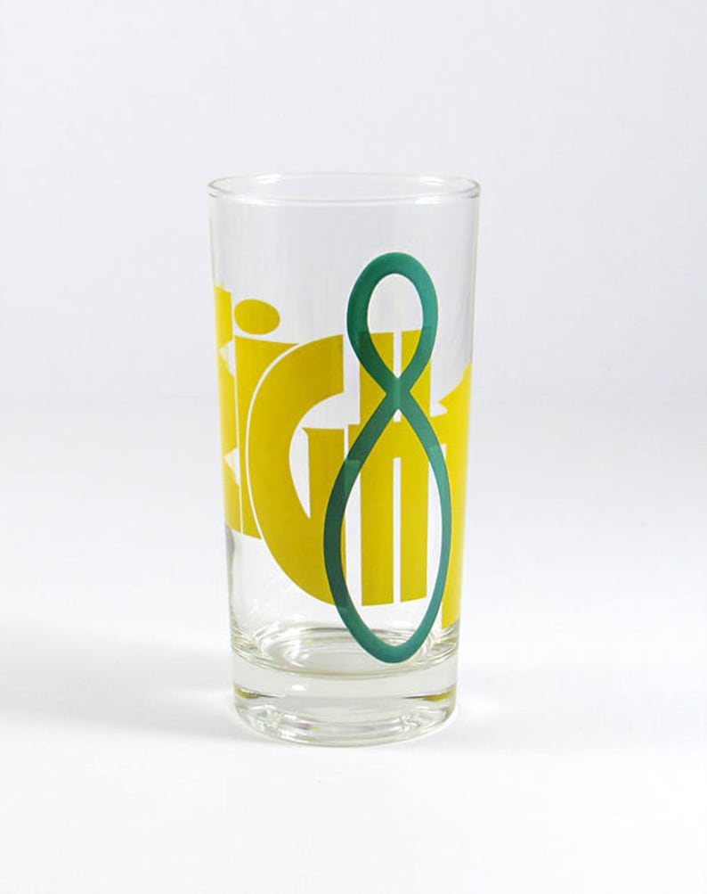 Vintage Numbered Drinking Glasses Retro Mod Typography Etsy