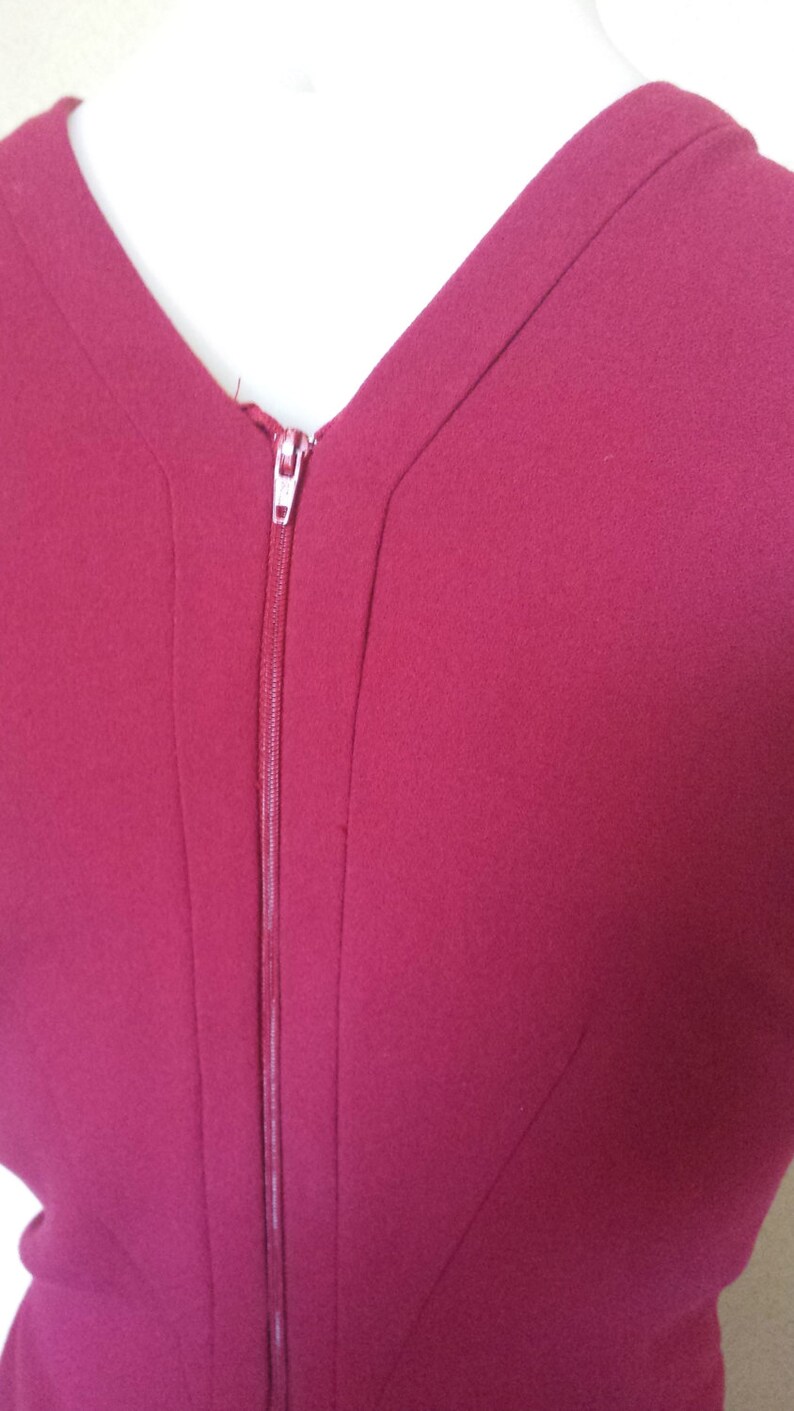 Ladies Designer Elie Saab inspired Cherry Red Pure Wool Jumpsuit Straight Pants Fitted Sleeveless