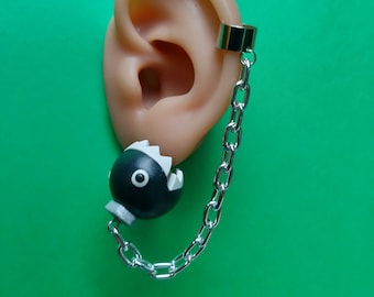 Chain Chomp Cuff Earrings Pair -Cuff Earrings with Chain- Flexible Earrings-FREE US SHIPPING