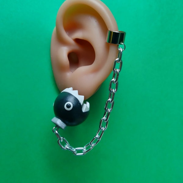 Chain Chomp Cuff Earrings Pair -Cuff Earrings with Chain- Flexible Earrings-FREE US SHIPPING