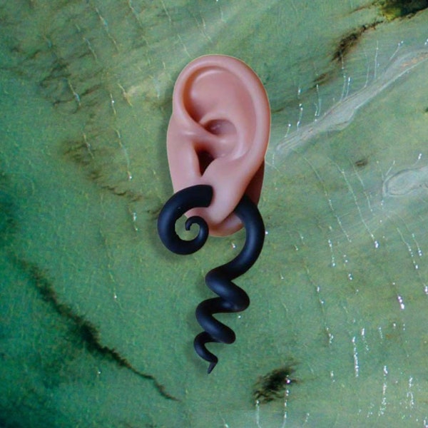 Black Spiral Flexible Fake Gauge Stud Earrings