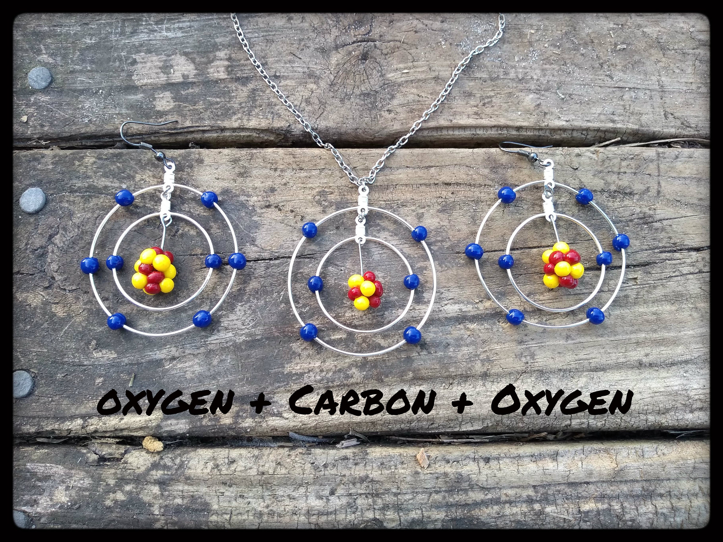 Bohr Atomic Model CO2 Carbon Dioxide 3D Jewelry Set STEM - Etsy México