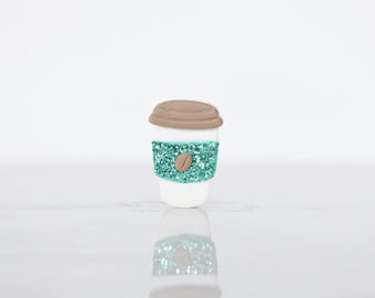 Glitter Coffee Cup Tie Tack: Barista Lapel Pin - Coffee Lover Gift