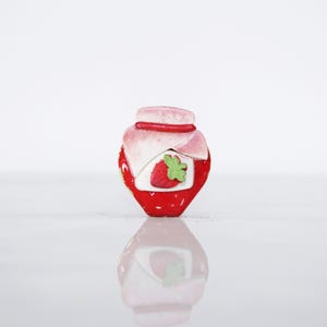 Handmade Strawberry Jam Jar Lapel Pin: Strawberries