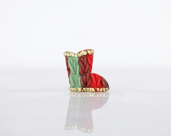 Knit Christmas Boot Lapel Pin - Winter Boot