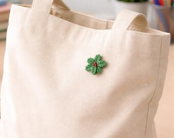 Holly Tie Tack, Christmas Lapel Pin: Holidays, Winter