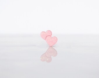 Glitter Pink Stacked Hearts Tie Tack - Valentine's Day Lapel Pin