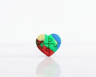 Autism Awareness Heart Pin - Tie Tack - Lapel Pin