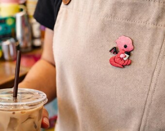 Dragon and Coffee Lapel Pin, Tie Tack