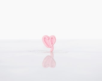 Mini Breast Cancer Ribbon Heart - Pink Awareness Ribbon - Lapel Pin