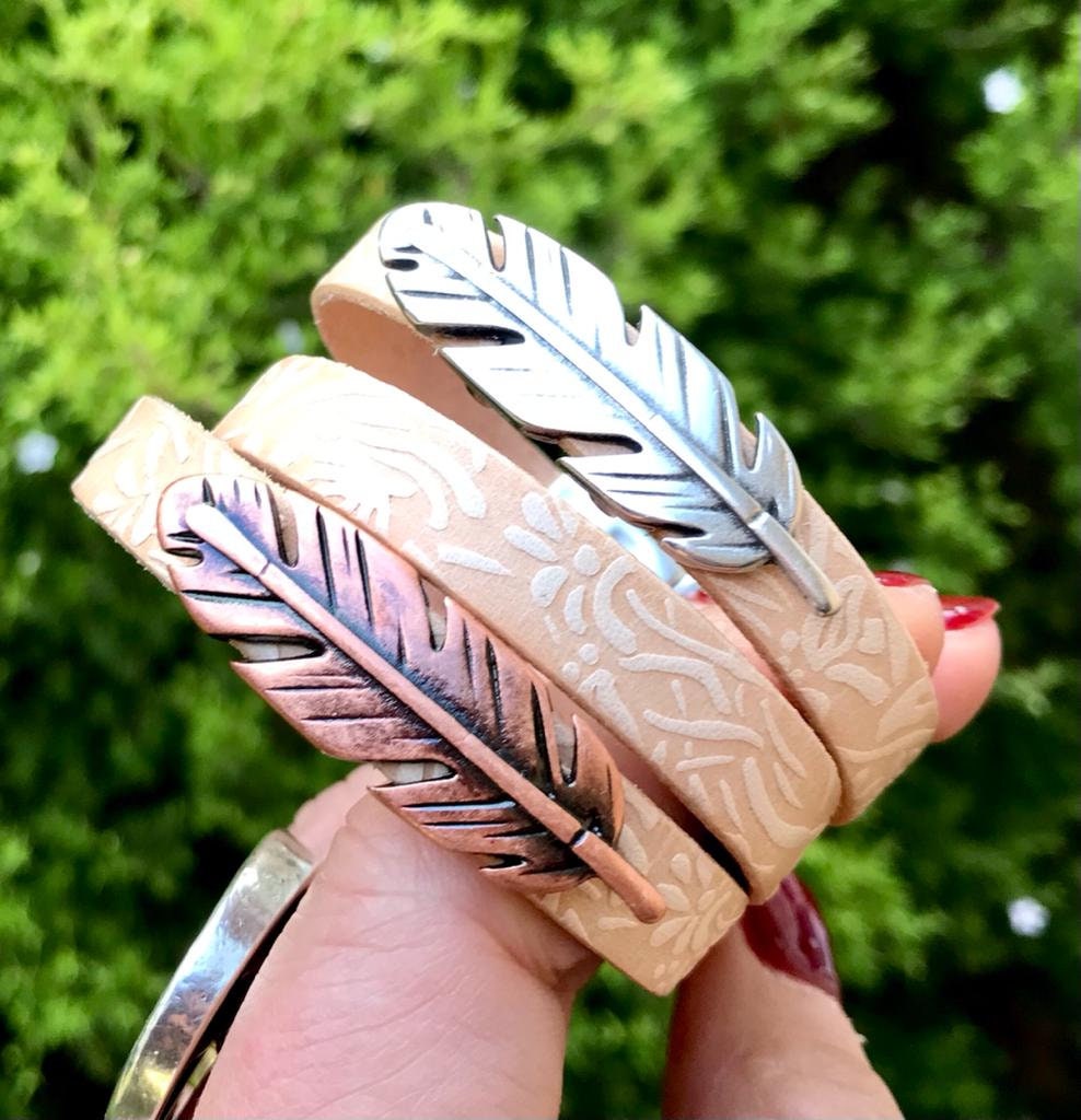 Double Feather Cuff Bracelet