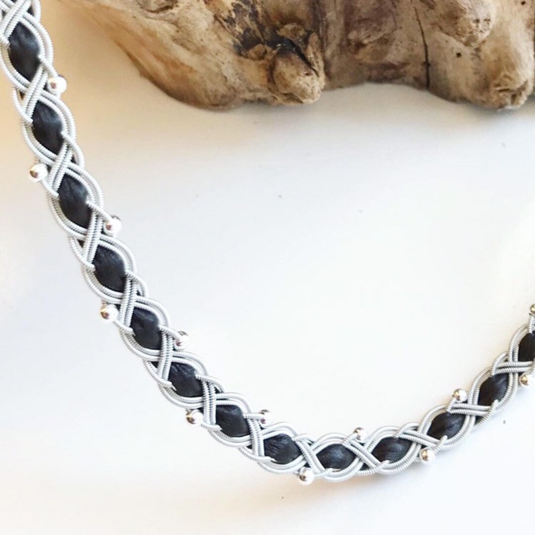 ★MEENDERI★(HANDMADE) KERNEL KNIT NECKLACE - BROWN★正規品 Metal Industrial Disc Pendant Leather Necklace for Men and