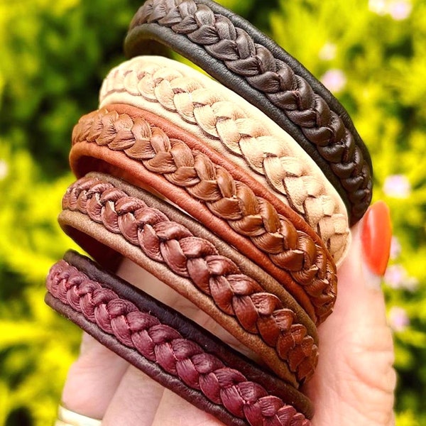 Men's braided leather bracelet. Unisex kangaroo lace and reindeer leather bracelet. Handmade, EXTRA LONG.