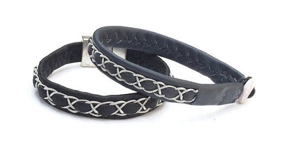 Sami Swedish unisex reindeer leather bracelet.