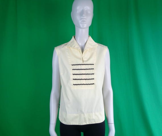 Vintage Retro Clothing Apparel Pullover Top Shirt Blouse 1940s 1950s Mid Century M Joy Stevens California Wedding Party Gift Yellow Black