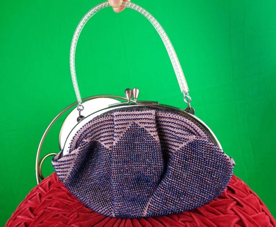 Vintage Beaded Clutch Purse: 1950s/60s Top Handle Evening Party Bag Mid Century Accessory