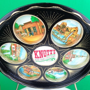 Vintage Retro California Knotts Berry Farm Souvenir Decorative Tin Tray Coasters 60s 70s Memorabilia Art Collectible Home Serve Barware Gift