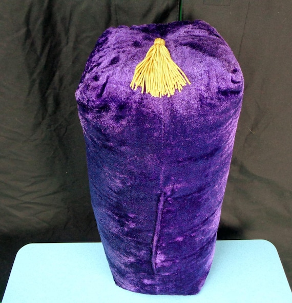 Vintage Purple Velour Throw Pillow: MidCentury Tassel Accent Cushion 1960s-70s Chair Sofa Decor Handmade
