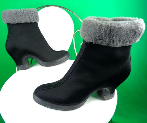 Vintage Goodyear Rubber Shoe Pump Covers, 1940s-50s Ankle Boots, US 6 Mid Century Black