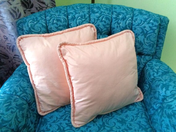 Vintage Handmade Throw Orange Pillow: Pastel Accent Decor 1980s-90s Toss Cushion Chair Sofa Couch