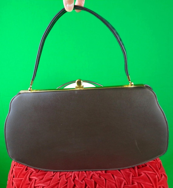Vintage Brown Vinyl Clutch: 1960s Top Handle Handbag - Handbag LTD. CANADA Mid Century Purse