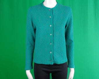 Vintage Retro Kleidung Bekleidung Schweizer Jaquard Knopf Wolle Strickjacke Pullover Top 50er 60er Jahre Mid Century S Hochzeit Abend Party formeller lässig Geschenk