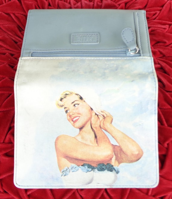 Vintage Retro Accessorie Relic Large Wallet Coin Money Currency Purse Baby Blue Vinyl Business Card Holder 50s 60s Pin Up Girl Style Gift