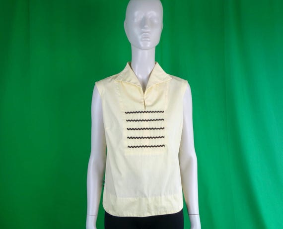 Vintage Retro Clothing Apparel Pullover Top Shirt Blouse 1940s 1950s Mid Century M Joy Stevens California Wedding Party Gift Yellow Black