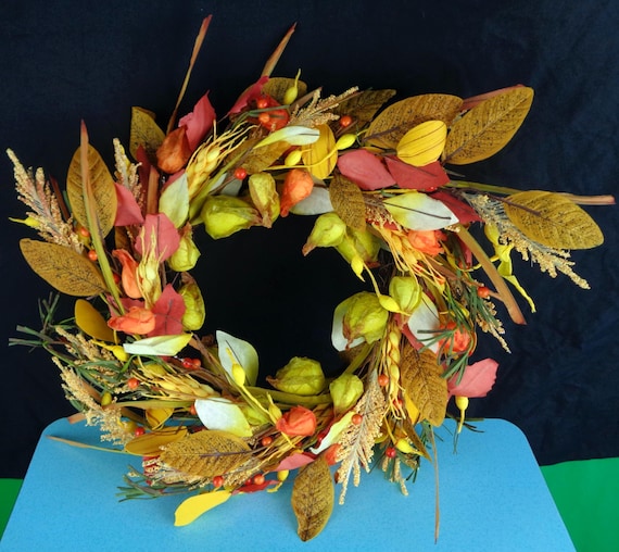Autumn Fall Wreath Rustic Thanksgiving Door Wall Mantle Hanger Season Year Round Home House Accent Center Piece Holiday Decor Festive Gift