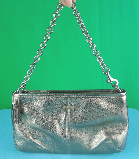 Vintage Retro Y2K Coach Purse Handbag Top Handle Clutch Chain Silver Gold Leather Purple Satin Wedding Party Formal Evening Accessorie Gift