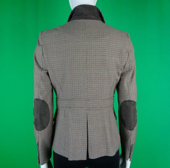 Y2K Zara Tweed Blazer - Vintage Equestrian Style Pinwheel Suit Jacket, Small Coat Brown Beige