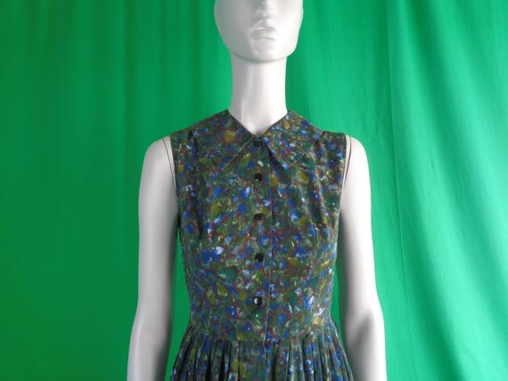 Vintage Retro Clothing Handmade Apparel Shirt Shift Dress 1950s 60s Mid Century S Wedding Party Evening Formal Casual Gift Green Blue Brown