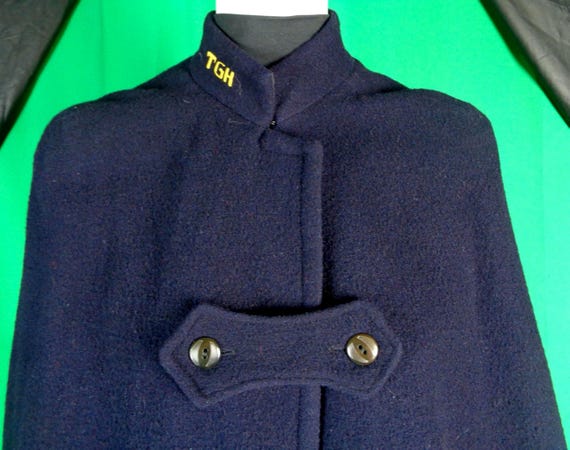 Vintage 1940s Nurse Uniform Cape Lac-Mac Monogram Robe Navy Blue Red London Ontario Costume