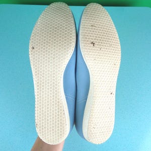 Vintage Funtreads Baby Blue & White Stripe Flats: 1970s Coastal Shoes - Size 7.5 Beach Footwear image 10