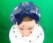 Women Girl Accessorie Blue Hat Velvet Leaves Bow Bird Cage Veil Topper Skull Cap Headband Fascinator 1940s 50s WW2 Vintage Mid Century Retro 