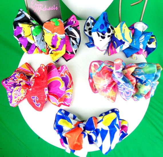 Vintage Retro Hair Accessorie Clip Barrette Statement Bow Personal Care Bath Beauty 1980s 1990s LG Multi Color Wedding Formal Casual Gift
