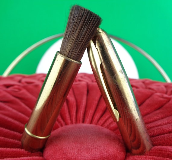 Vintage Retro Pocket Makeup Cosmetic Face Eye Brush Pen 1940s 50s Mid Century Artistry Cosmetology Beauty Accessorie Travel Tool Party Gift